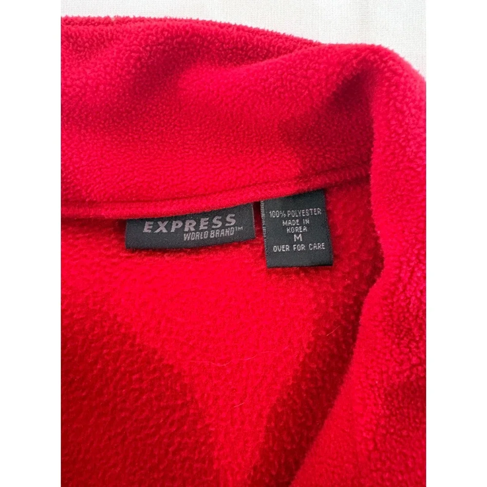 Express Women's Medium Red Fleece Full Zip Camping Travel Hiking Fall Vest